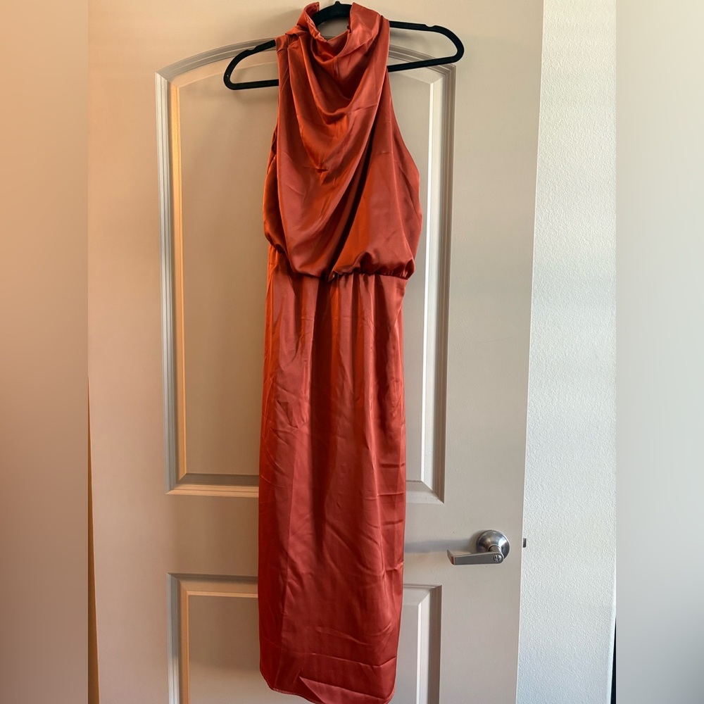 Elegant Rust Orange Sleeveless Dress